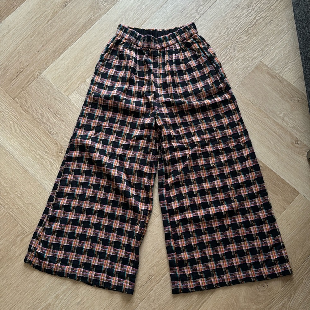 Ace & Jig Black and Pink Plaid Wide Leg Pants